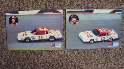 (2) 1984 Darrell Waltrip #11 Neil Bonnett #12 " BUDWEISER BEER " NASCAR POSTCARD Cover