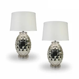 Metal Glass table lamp, pineapple, shape glass chrome, 30.5" Height - Picture 1 of 2