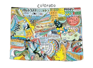 Doodle Colorado Geschirrtuch 100% Baumwolle Küchengeschirrtuch Colorado Souvenir Geschenk - Bild 1 von 2