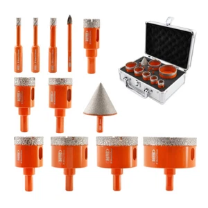 Juego de brocas para azulejos de diamante Juego de 12 piezas de brocas de bisel Juego de sierra para azulejos de cerámica de porcelana - Imagen 1 de 10