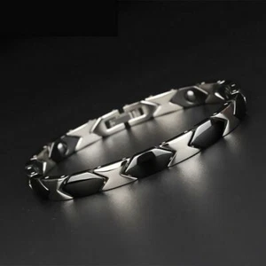 Hot Black Silver Titanium Energy Bracelet Strong Magnet - Picture 1 of 7