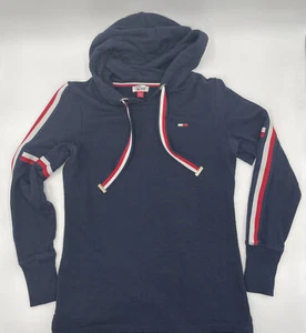 Tommy Hilfiger Denim Women's Hoodie Sweatshirt Navy Blue Spellout Sz XS #C410 - Picture 1 of 9