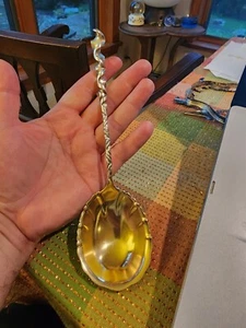 RARE Large 9" serving spoon gold wash bowl Sterling Silver Whiting Square Twist - Picture 1 of 15