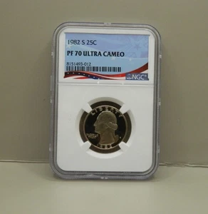 1982-S WASHINGTON QUARTER PROOF NGC PF70 ULTRA CAMEO FLAG LABEL - Picture 1 of 4