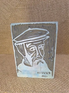 Johannes Calvin Holzblock Druckplatte handgeschnitzt Druckblock 1526 Reformation - Bild 1 von 9