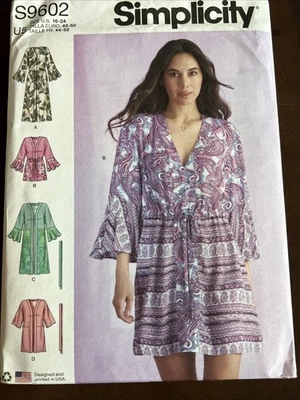 Simplicity Pattern S9602 Misses Caftans And Wraps Sz 16-24 - Image 1 of 3