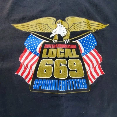 Sprinklerfitters Union 669 Camiseta Negra Talla XL 100% Algodón Hecha en EE. UU. USADA EN EXCELENTE ESTADO Foto 1 de 4