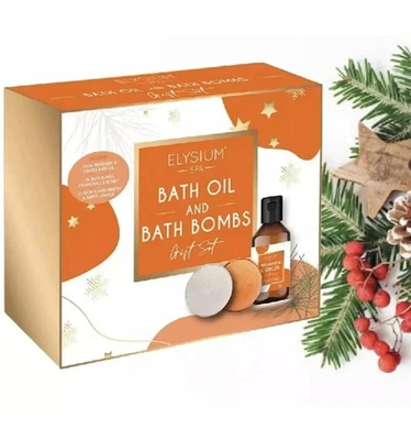 Bath Oil & Bath Bomb Gift Set Mandarin & Ginger Honey Neroli Scent Elysium Spa