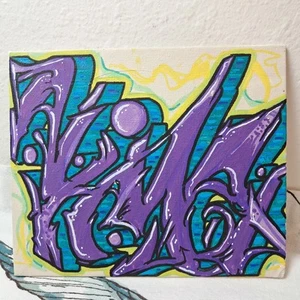 SMALL Original Acrylic Painting 6" X 5" Canvas Panel Nimbus Graffiti Style Art - Picture 1 of 8