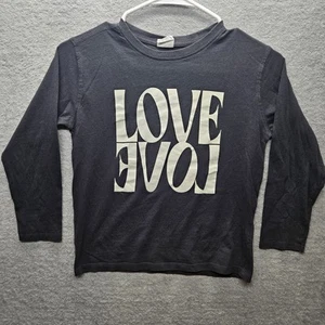 Zara Girls Sz 9 Cotton Long-Sleeve Graphic Print "Love" Tshirt Black - Picture 1 of 8