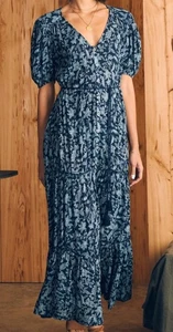 Maxi abito Faherty Orinda colore navy nuovo taglia large - Foto 1 di 21