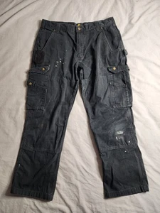 Carhartt Double Knee Canvas Pants Mens Sz 34x28 Black Relaxed Workwear B342 BLK - Picture 1 of 10