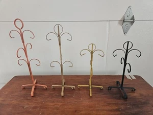Lot Of 4 Vtg Metal Coffee Cup Mug Trees Orange Yellow Black Various Sizes - Picture 1 of 3