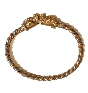 **Vintage Twisted Copper Brass Silver Elephant Heads Bracelet** - Picture 1 of 3