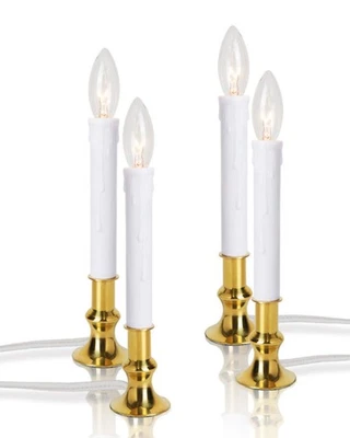 Velas de ventana con temporizador - Velas eléctricas de Navidad para ventanas, base de latón... Foto 1 de 4