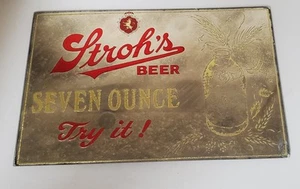 Vintage Strohs Beer Mirror 7 Ounce Advertising - Picture 1 of 7