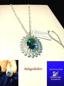 Gioielli Collana Donna SWAROVSKI Argento 925 Cristallo Boreale Diamanti Collier - Foto 1 di 11