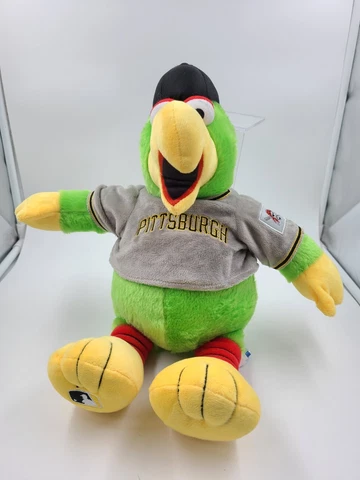 Pittsburgh Pirates Pirate Parrot Green Plush Stuffed Mascot Gray Jersey FOCO Cover