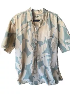 Men's 2XL Cooke Street Aloha Hawaiian Shirt Tan/Green Leaf Print - Picture 1 of 4