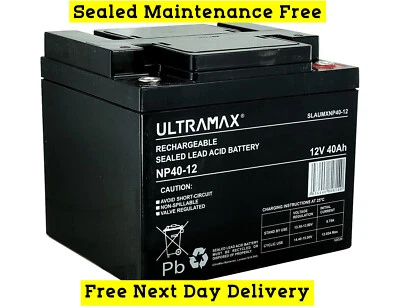 ULTRAMAX NP40-12 - 12V 40Ah 'AGM' DEEP CYCLE BATTERY - SOLAR POWER STORAGE - Image 1 of 4