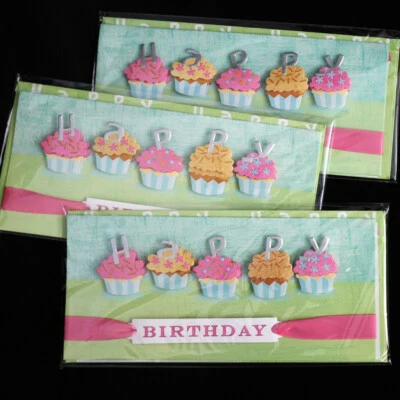  NEW Handcrafted Pop up Cupcake BIRTHDAY CARD+Envelope Set 3 - Image 1 of 4