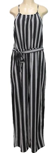 Mlle Gabrielle Women's Jumpsuit Sleeveless Stripes Black/White Size XL - Picture 1 of 11