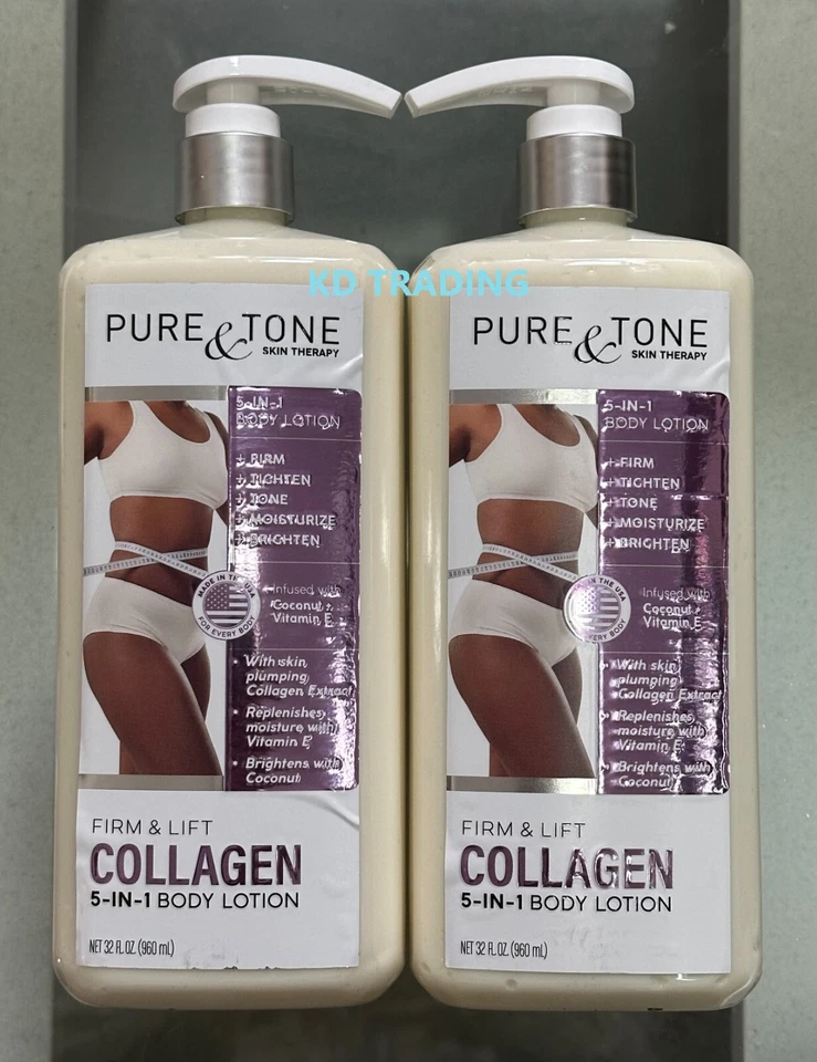 PURE TONE SKIN THERAPY COLLAGEN FIRM & LIFT BODY LOTION 5 N 1 COCONUT VITAMIN E