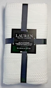 RALPH LAUREN WEISSE SERVIETTEN CLEMENS WEISS (6) 20 x 20 100 % POLYESTER NEU IN VERPACKUNG - Bild 1 von 2