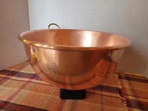 Vintage massive Kupfer 10" Rührschüssel-Pro französischer Stil-Messing Ring-gerollter Rand - Bild 1 von 5