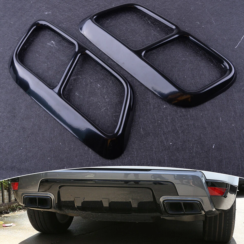 2x Black Exhaust Mufflers Cover Fit For Land Rover Range Rover Sport 2018 2019 - Image 1 of 4