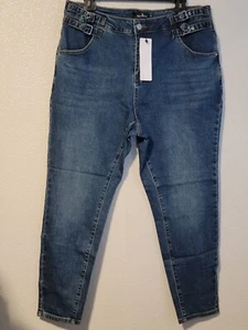Agnes Orinda Womens Plus Size Jeans 1X Tapered Denim Color Blue - Picture 1 of 7
