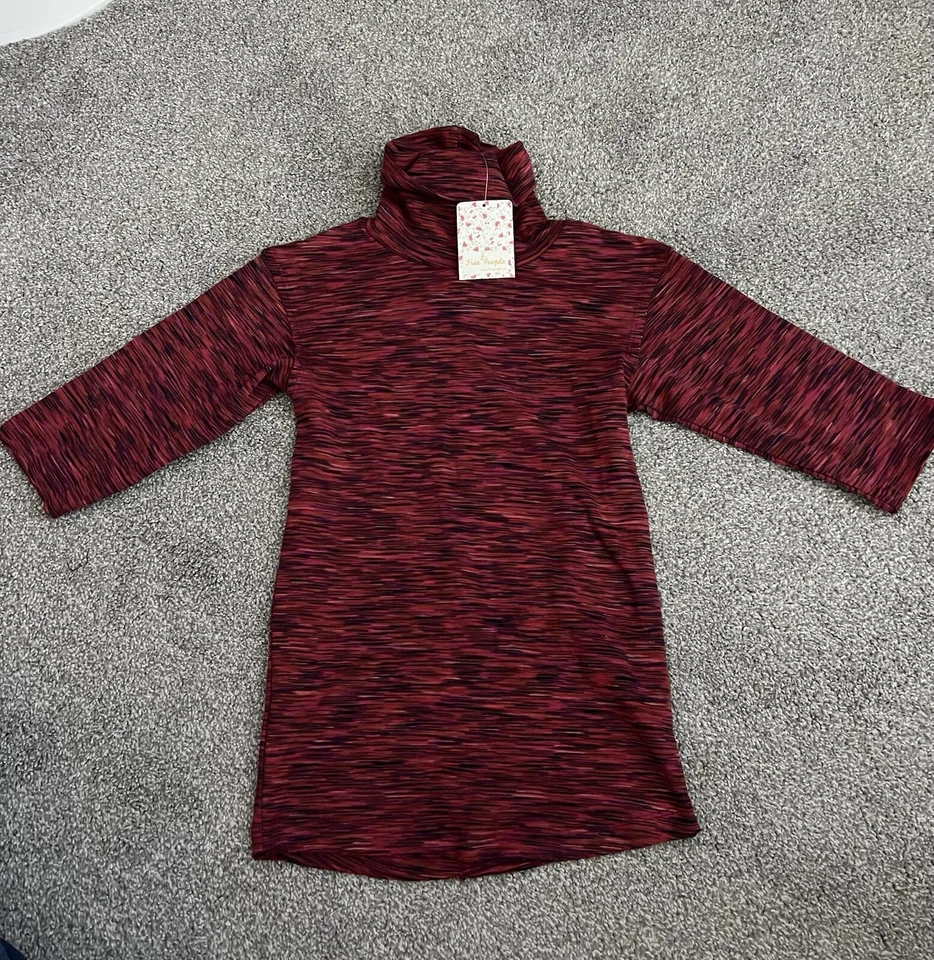 People Womens Sunshine Red Space Dye Turtleneck Top Shirt L BHFO 1893