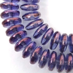 50 Czech Glass Rondelle Beads - Luster - Transparent Denim Blue 6x2mm - Picture 1 of 3