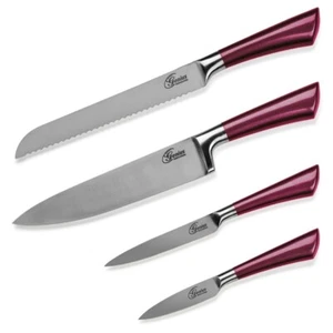 Genius - Profi Messer-Set 4-tlg. rot Edelstahl Küchenmesser Kochmesser 21273 - Bild 1 von 1