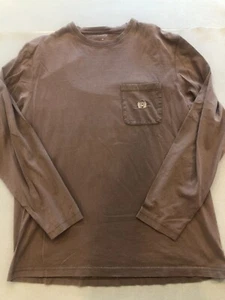 Chaps Shirt Men's Medium Light Brown Long Sleeve Logo Pocket Tee - Picture 1 of 5