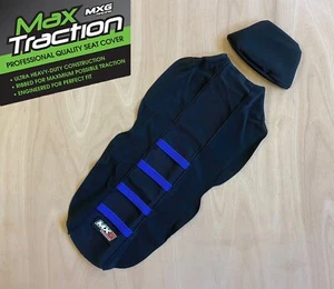 YAMAHA YZF450 2018-2022 PINZA ACANALADA FUNDA ASIENTO NEGRO + RAYAS AZULES COSTILLAS MXG - Imagen 1 de 6
