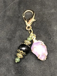 Black & Green Jade Amethyst Pet Charm, Healing Pet Charm, Crystal Collar Charm,  - Picture 1 of 3