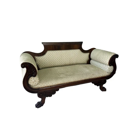 American Empire Carved Mahogany Classical Sofa 19th century Cover
