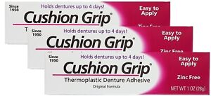 New Cushion Grip Thermoplastic Denture Adhesive, 1 oz (Pack of 3) Fast Shipping