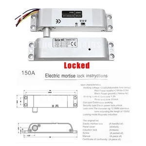 Electric Door Lock Magnetic Induction Access Drop Bolt Control Security Entry US - Picture 1 of 12
