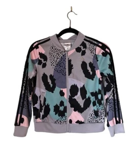 Adidas Youth Purple Grey Pink Animal Print Track Jacket Large (14) - Picture 1 of 7