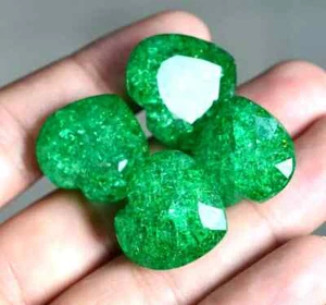 4 Piezas Esmeralda Natural Corte Corazón Verde Certificado 120CT Piedras Lote - Picture 1 of 8