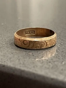 Antique 14K Solid Rose Gold Etched Scroll Filigree Ladies Ring Band Size 6.5 - Picture 1 of 7