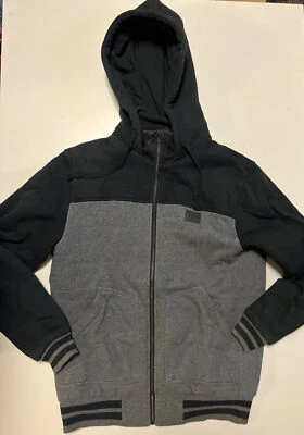 Chaqueta Bomber Globe Dos Tonos Negra Carbón Talla Mediana Con Capucha Cremallera Foto 1 de 4