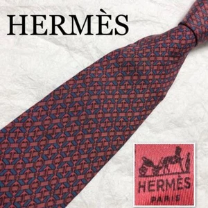 Corbata HERMES, herrajes metálicos cuerda patrón por todas partes 100% seda hecha en Francia - Imagen 1 de 9