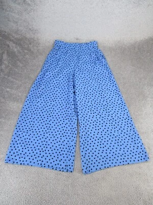 Calça Zara Feminina Xs Azul e Preta Bolinhas Leve Perna Larga Crop * - Imagem 1 de 4