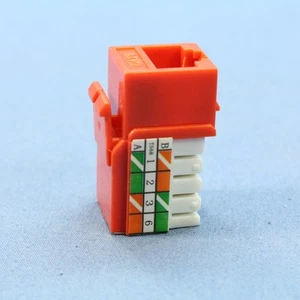 Cooper Orange Cat 6 Snap-In Modular Jack 110 Style 8-Position RJ45/RJ46 5546-6O - Imagen 1 de 7