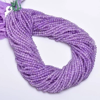 Cuentas facetadas de piedras preciosas de amatista natural forma redonda 3 mm hilo 12,5" UGB-411 Foto 1 de 2