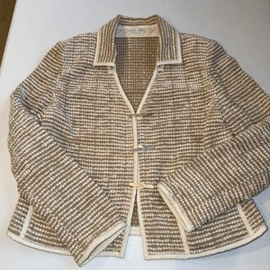 Chaqueta Cárdigan Annikki Karvine Hecha a Mano en Finlandia Vintage Beige Tostado Talla M - Imagen 1 de 11
