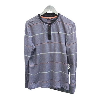 Camisa Henley listrada manga longa Hang Ten marrom laranja tamanho G surf vintage - Imagem 1 de 4